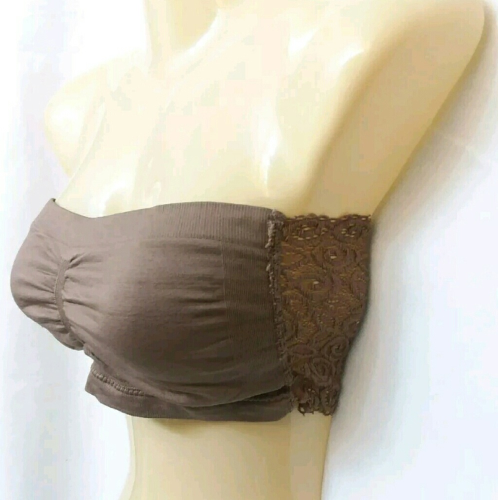 Coobie Mocha Strapless Lace Back Bandeau Bra - Picture 2 of 8